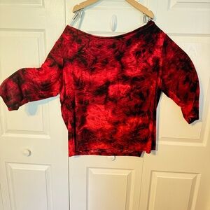 Red Tie-Dye Off-Shoulder Women's Top